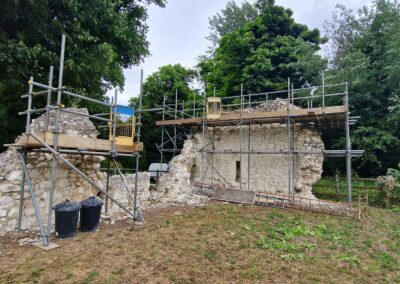 As part of the project, Cliveden Conservation was appointed to consolidate and slow down the decline of the surviving L-shaped ruin.