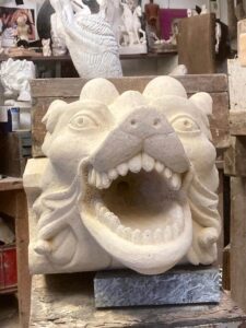 Cliveden Conservation hand carved new gargoyles.