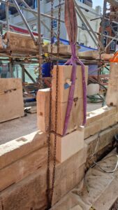 Lifting stone into position