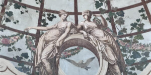 Painted ceiling of the Menagerie at Stowe.